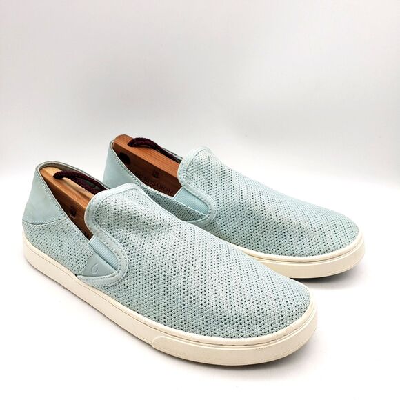Olukai Pehuea Shoes Womens 9 EUR 39 Aqua Slip On Sneaker Mesh Comfort - Picture 3 of 8